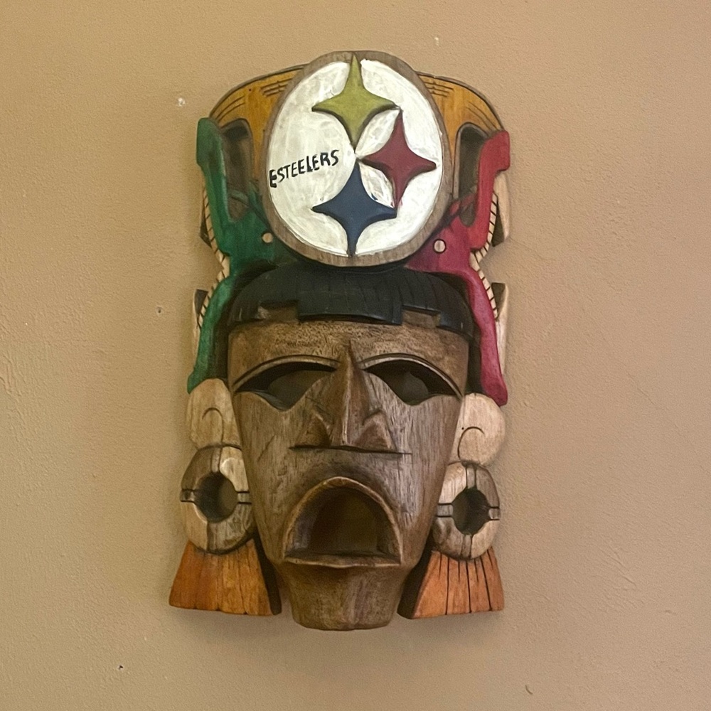 Pittsburgh Steelers Hand Carved Tribal Mask